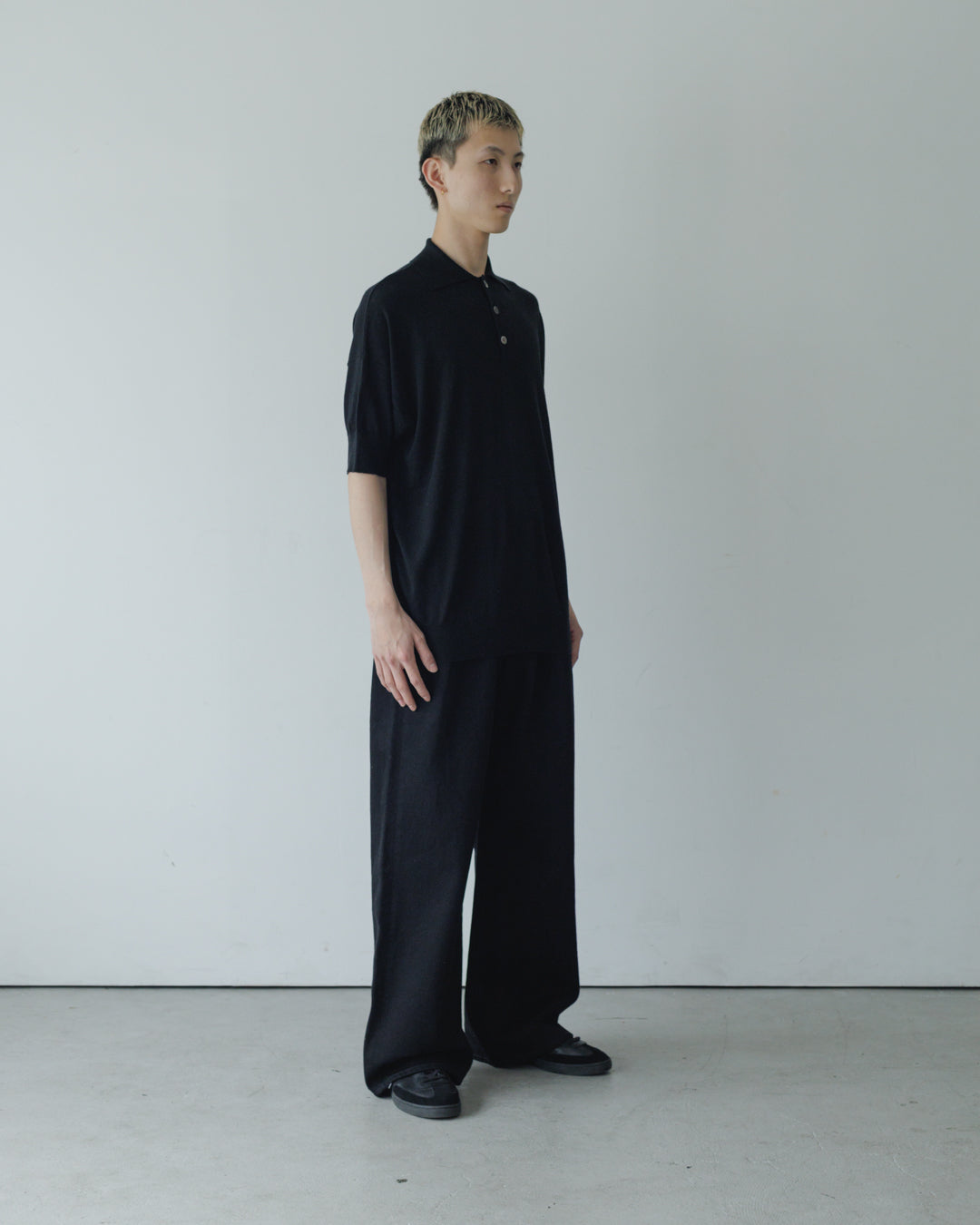 【house of naked】SILKxCASHMERE 80POLO SS, BLACK