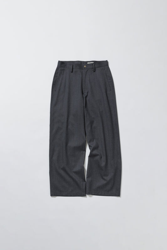 【nakedgauge】WOOL GABARDINE ASHLEY SLACKS, CHARCOAL GRAY