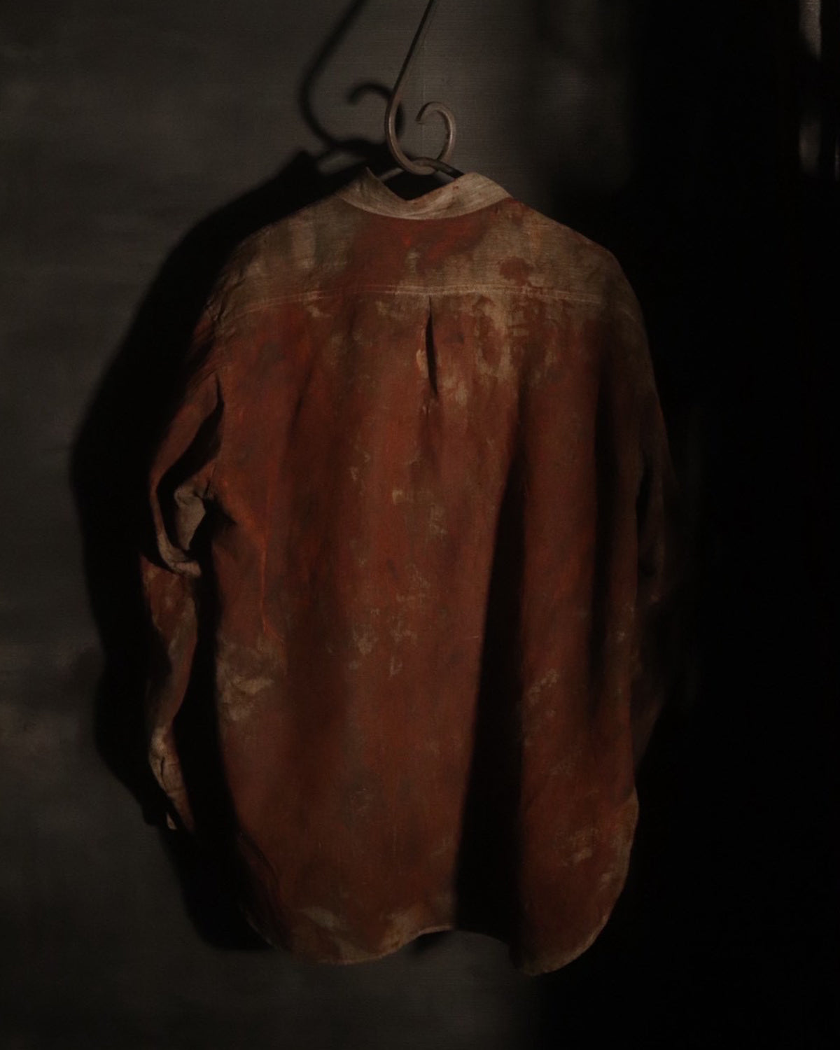 錆染 KHADIxLINEN REGULAR COLLER SHIRT, 錆/GRAY