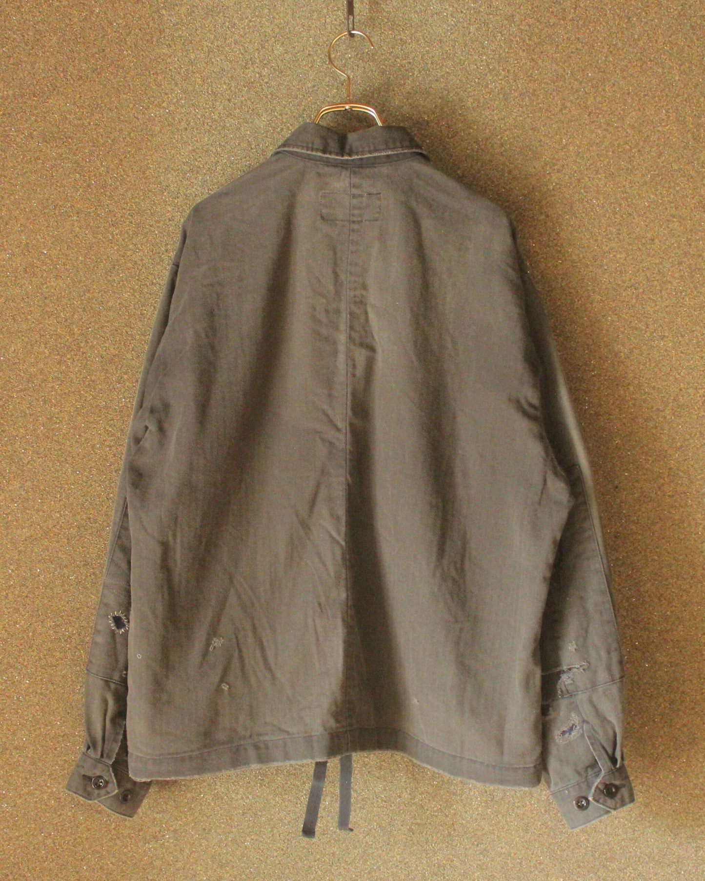 【ANACHRONORM】 REMAKED HERRINGBONE MILITARY SHIRTS JACKET, BLACK
