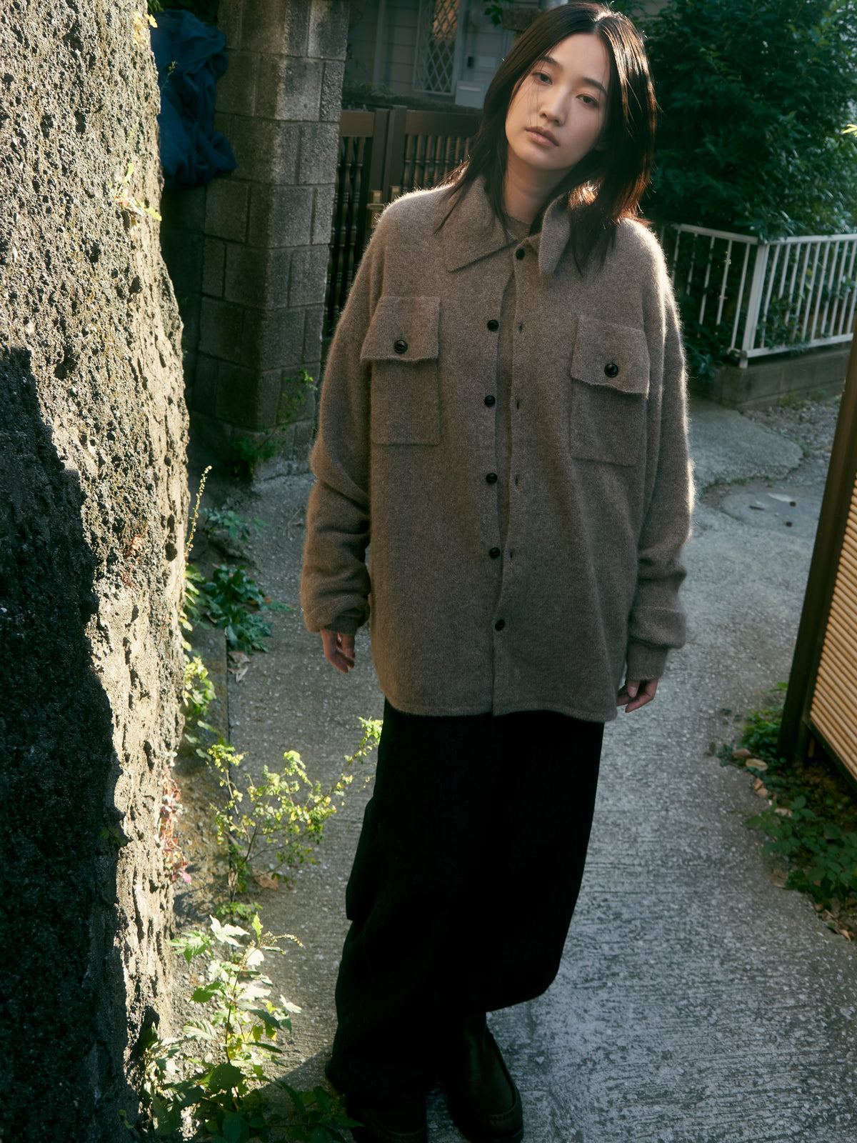 【nakedgauge】FOX KNITTING SHIRTS, MILLET
