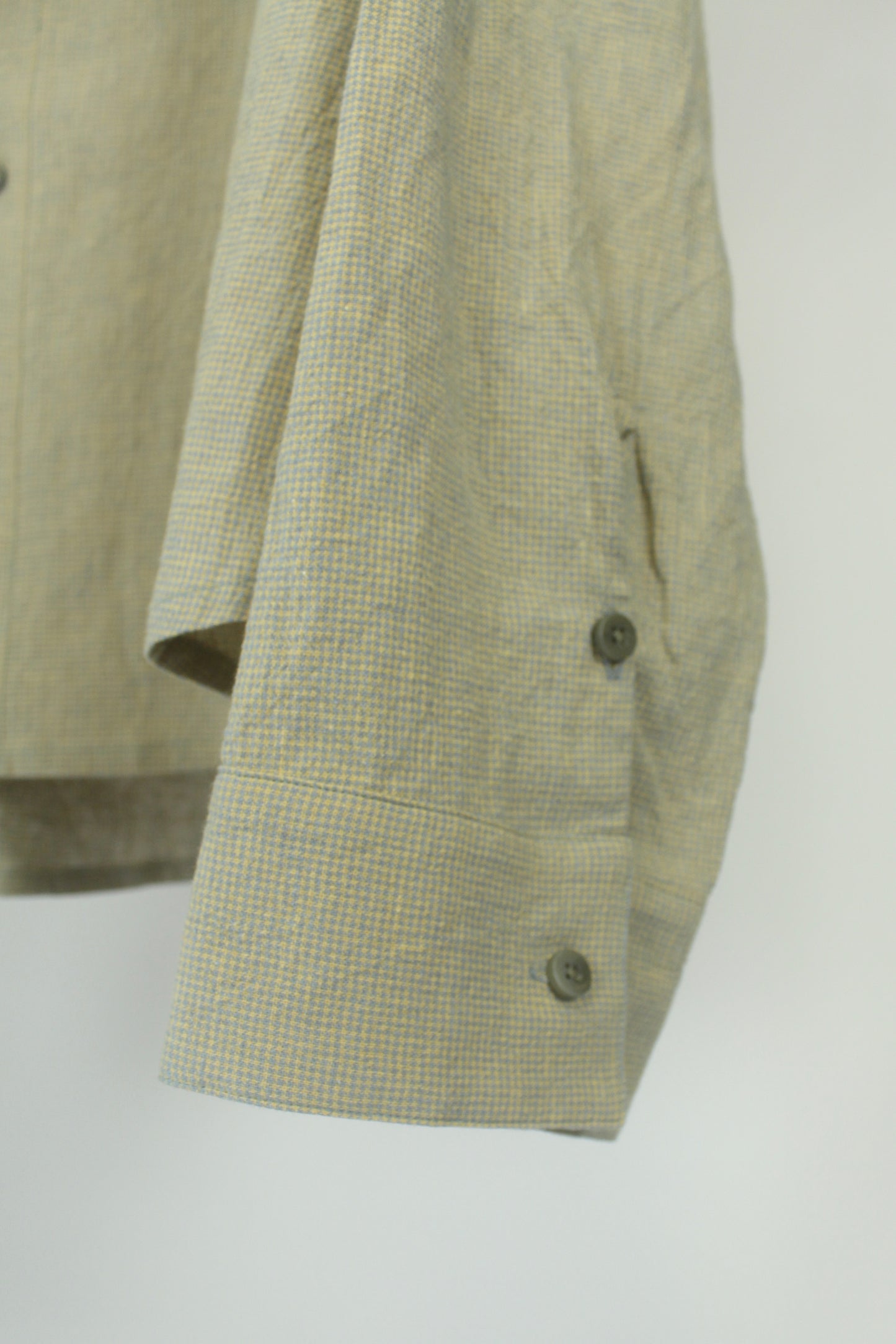 錆染 LINEN COTTON RANDAM COLOR HOUNDSTOOTH SHIRT LS, 錆/YLW x B.GRAY