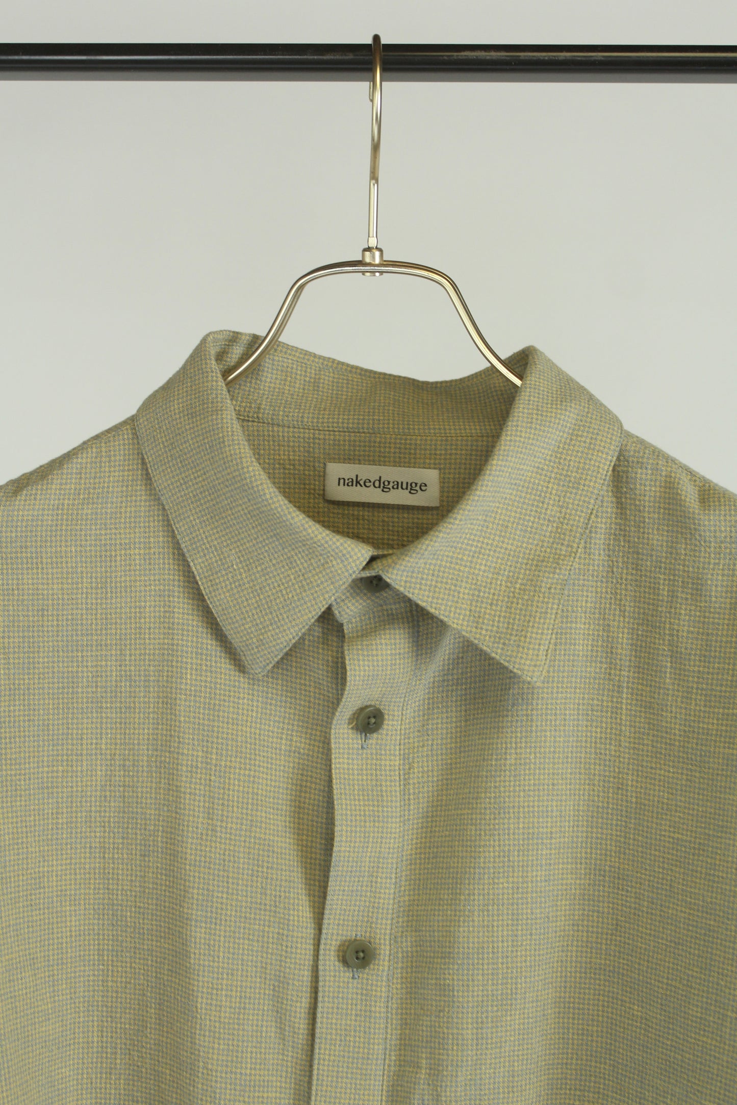 錆染 LINEN COTTON RANDAM COLOR HOUNDSTOOTH SHIRT LS, 錆/YLW x B.GRAY