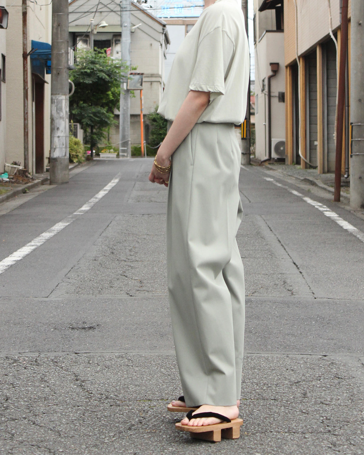 【FREMDER】 COTTON TROUSERS, SEAGRASS