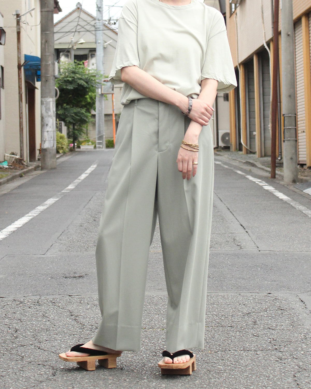 【FREMDER】 COTTON TROUSERS, SEAGRASS