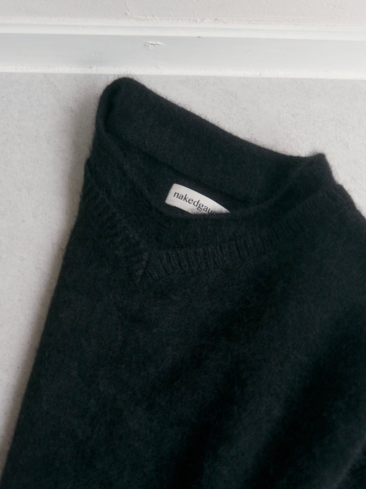 【nakedgauge】FOX DOUBLE COLLAR PULLOVER, BLACK