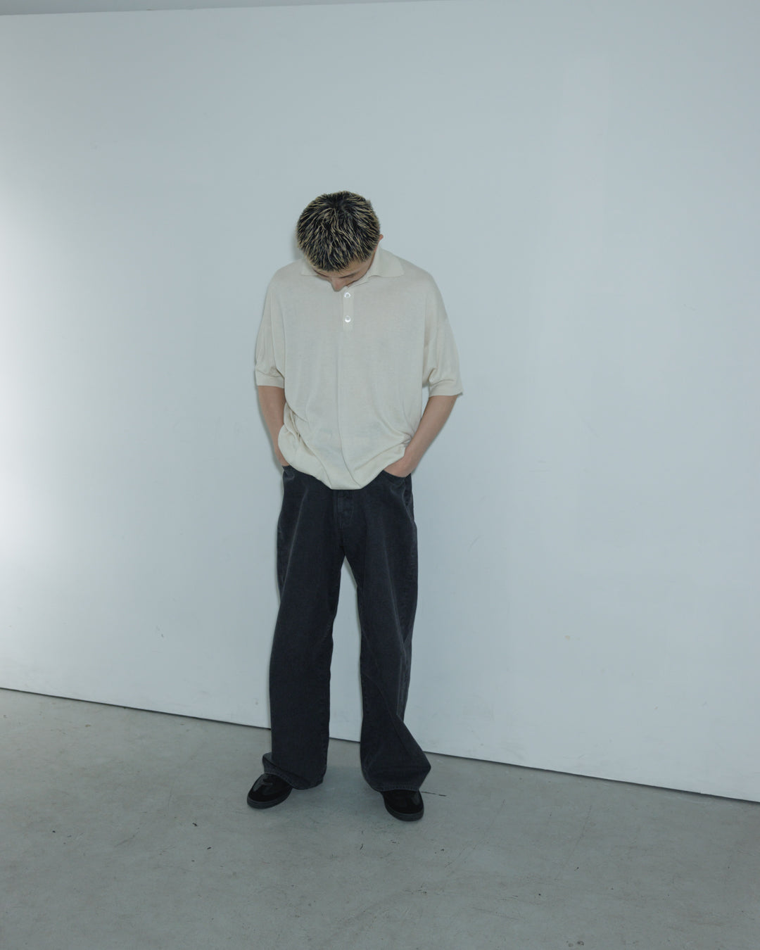 【house of naked】SILKxCASHMERE  80POLO SS, RAW WHITE
