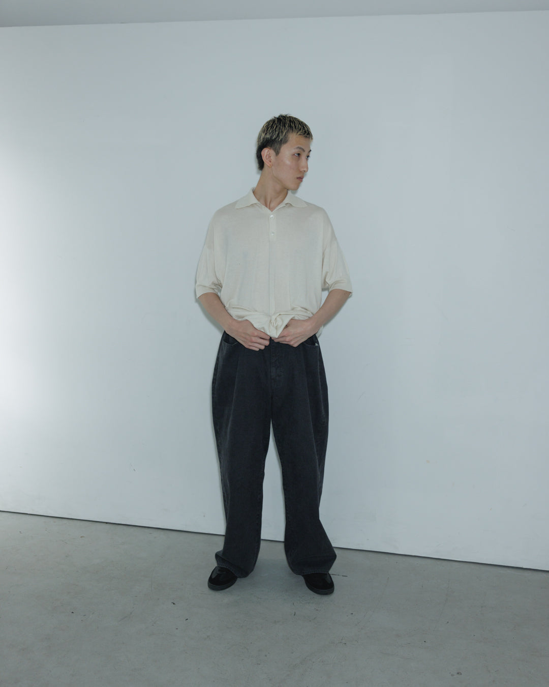 【house of naked】SILKxCASHMERE  80POLO SS, RAW WHITE