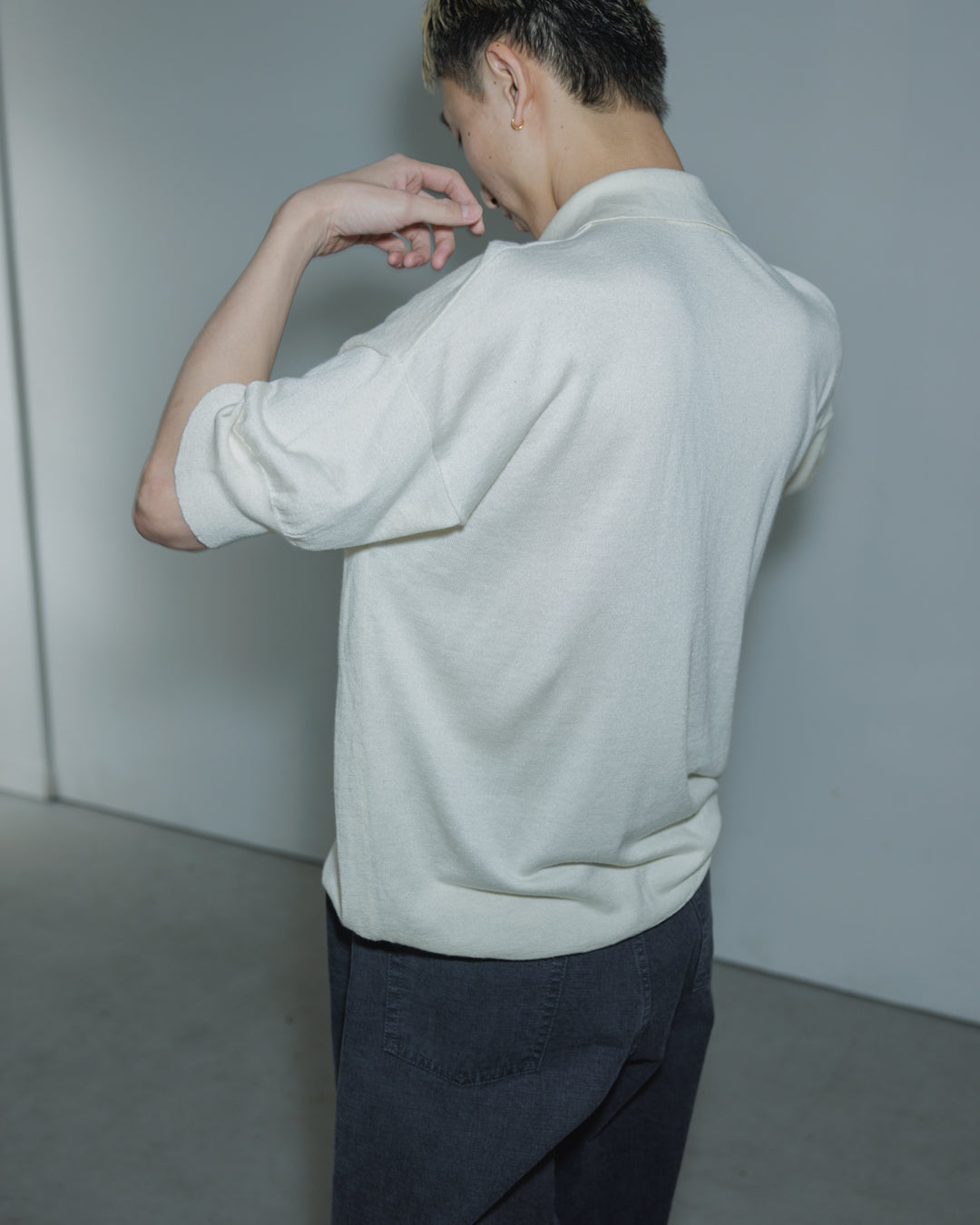 【house of naked】SILKxCASHMERE  80POLO SS, RAW WHITE