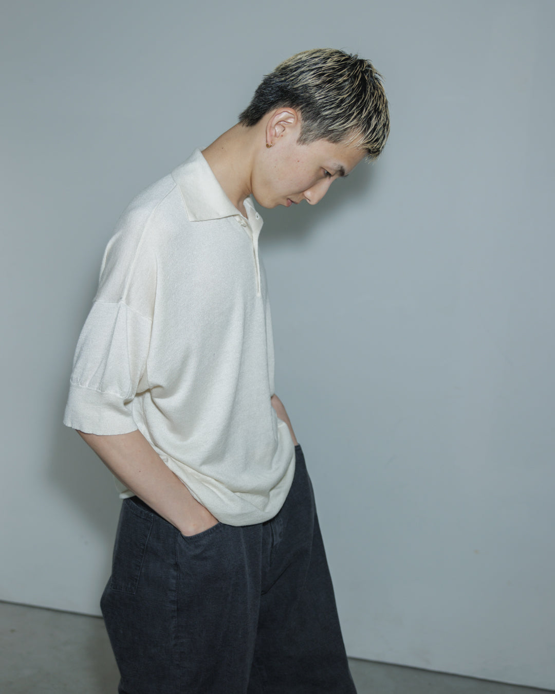 【house of naked】SILKxCASHMERE  80POLO SS, RAW WHITE