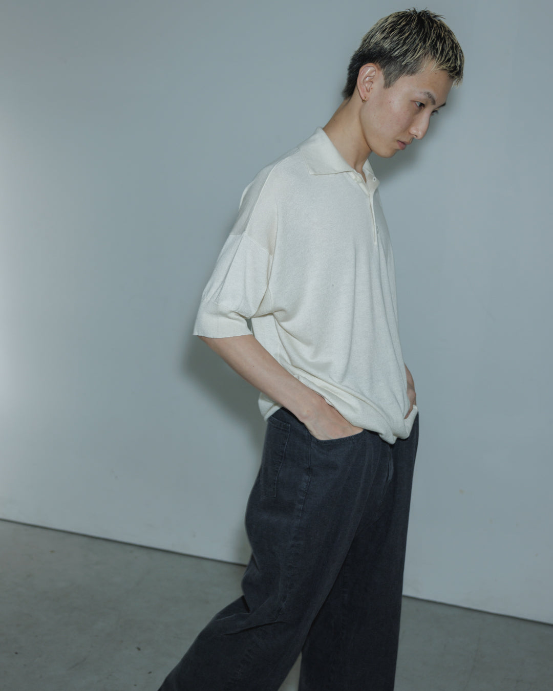 【house of naked】SILKxCASHMERE  80POLO SS, RAW WHITE