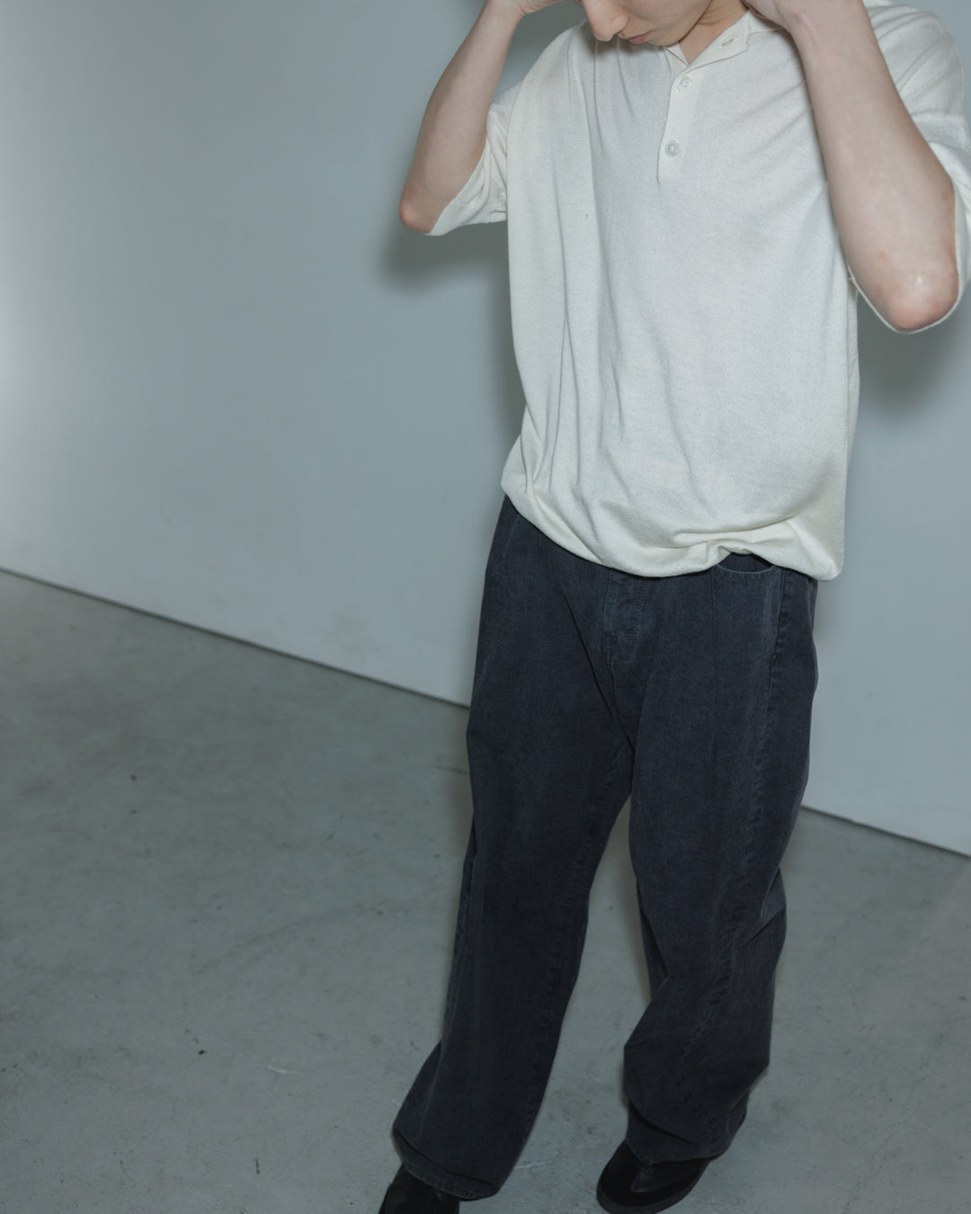 【house of naked】SILKxCASHMERE  80POLO SS, RAW WHITE