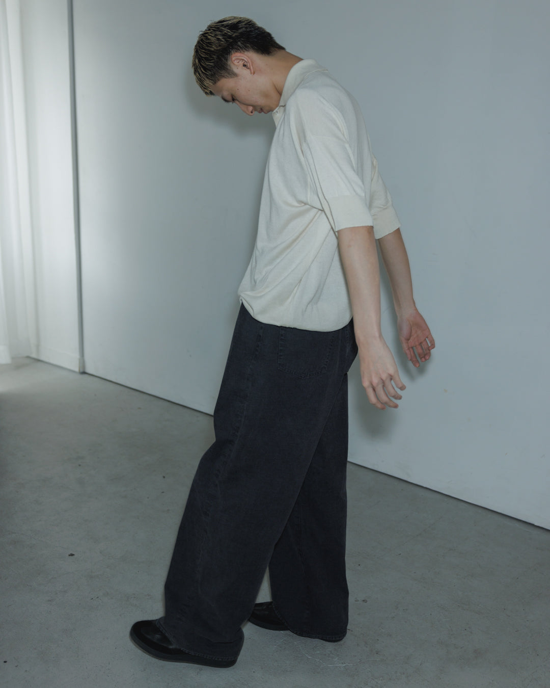 【house of naked】SILKxCASHMERE  80POLO SS, RAW WHITE