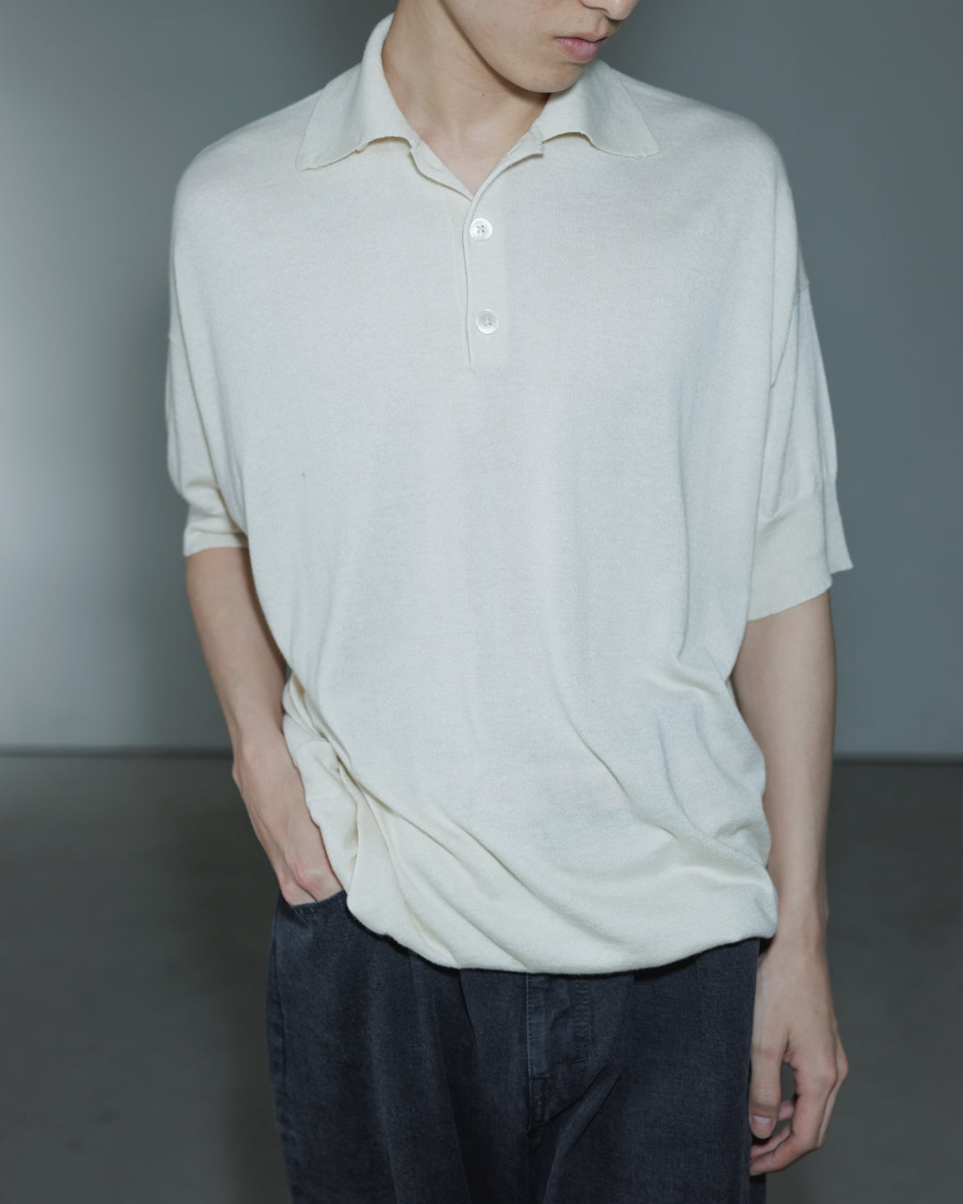 【house of naked】SILKxCASHMERE  80POLO SS, RAW WHITE