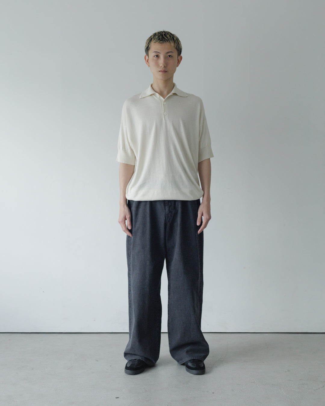 【house of naked】SILKxCASHMERE  80POLO SS, RAW WHITE