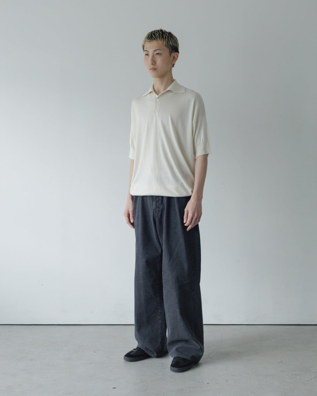 【house of naked】SILKxCASHMERE  80POLO SS, RAW WHITE