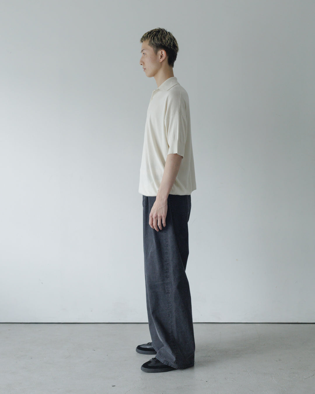 【house of naked】SILKxCASHMERE  80POLO SS, RAW WHITE