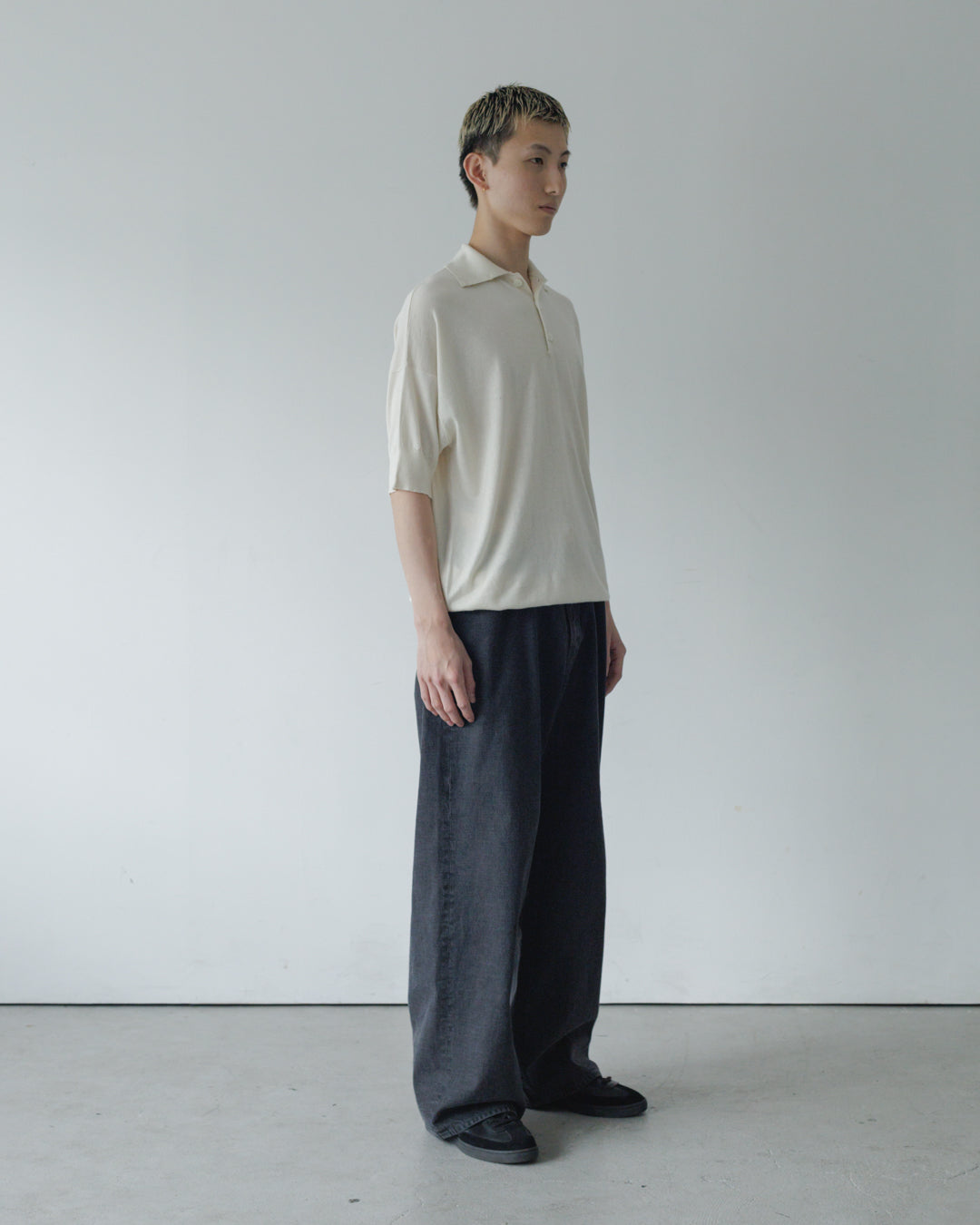 【house of naked】SILKxCASHMERE  80POLO SS, RAW WHITE