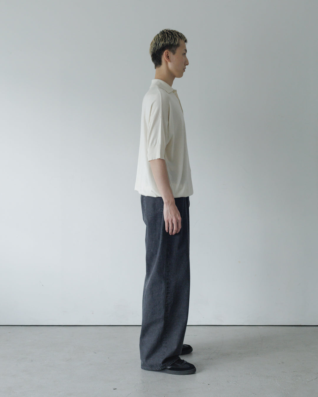 【house of naked】SILKxCASHMERE  80POLO SS, RAW WHITE