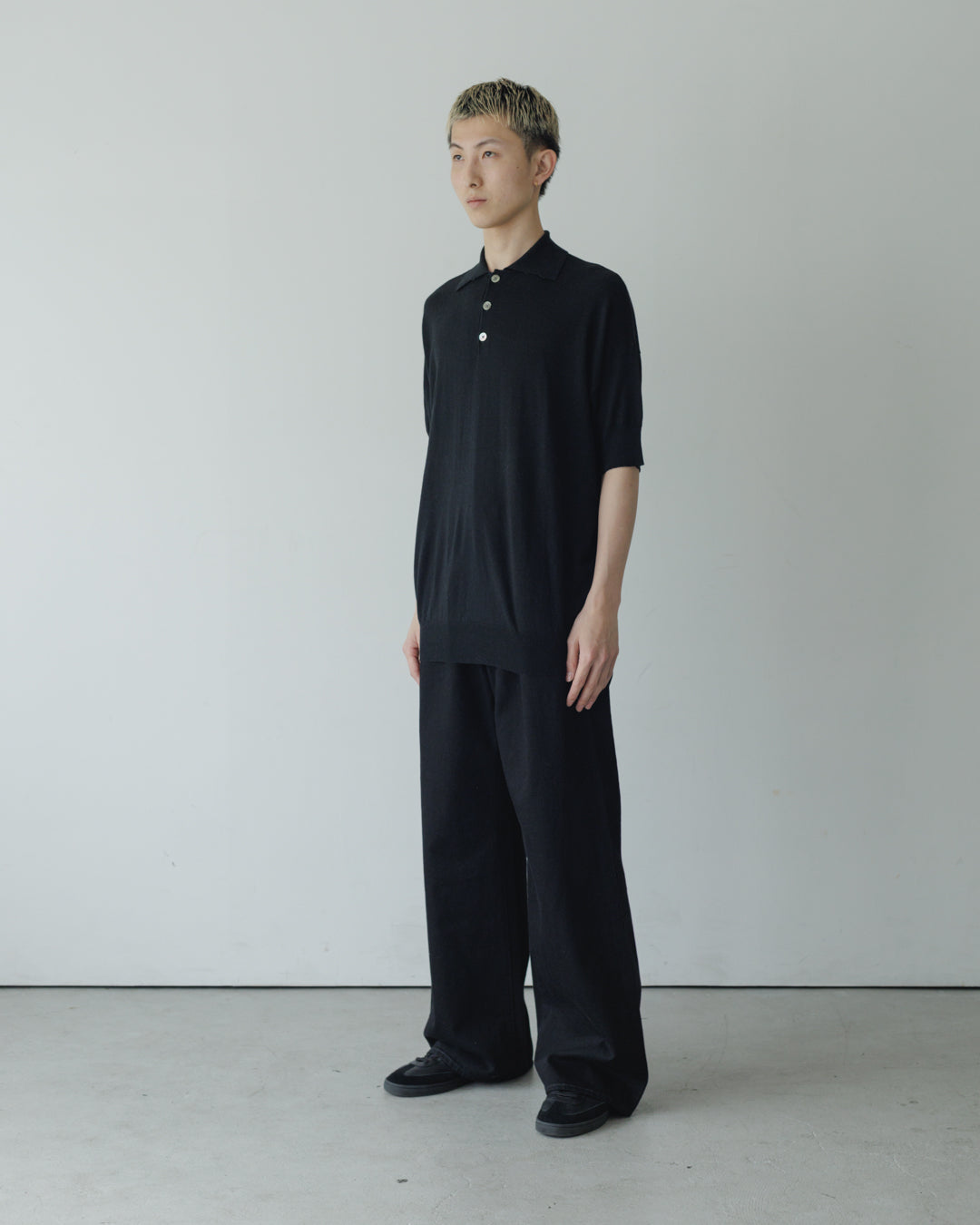 【house of naked】SILKxCASHMERE  80POLO SS, BLACK