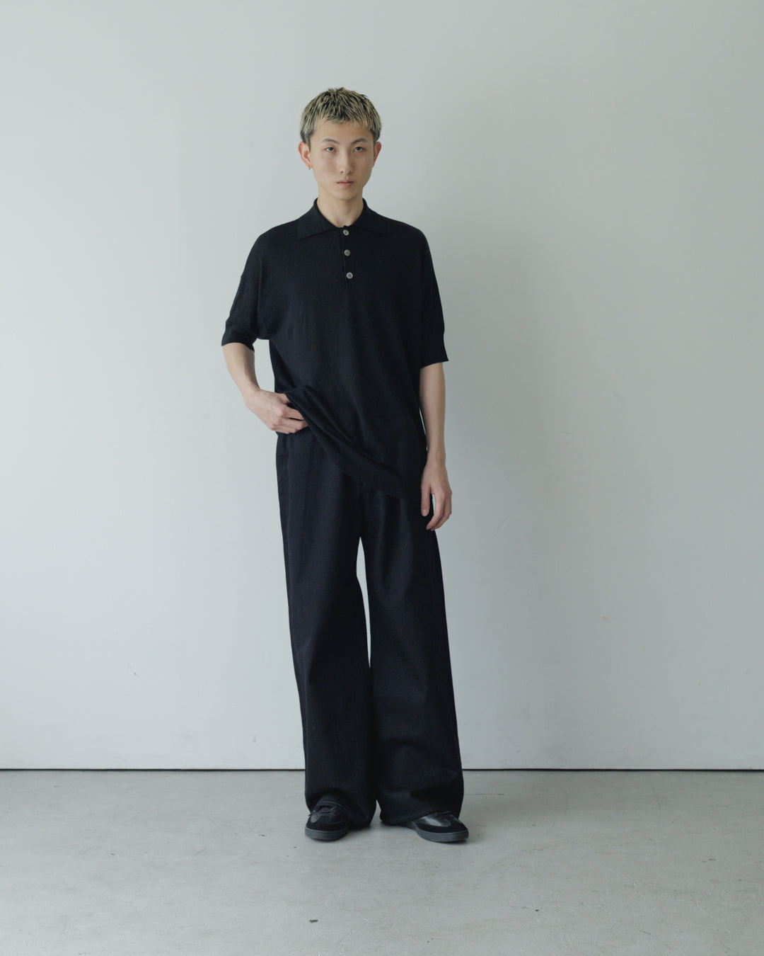 【house of naked】SILKxCASHMERE  80POLO SS, BLACK
