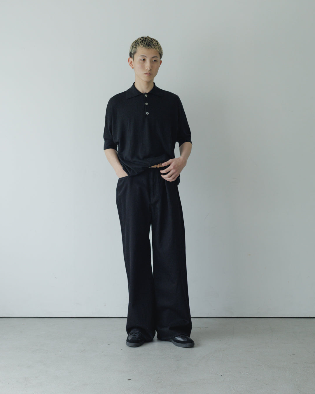 【house of naked】SILKxCASHMERE  80POLO SS, BLACK