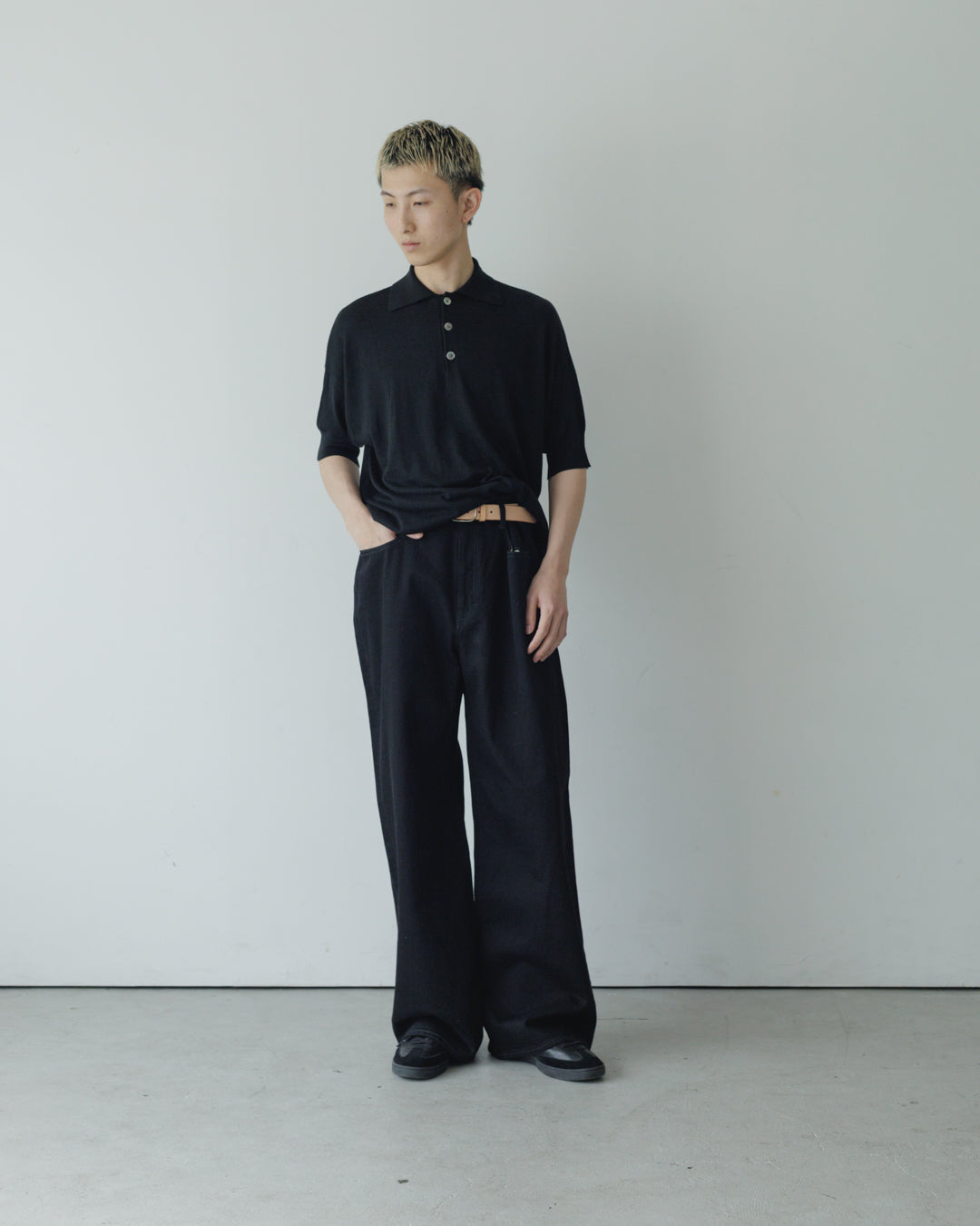 【house of naked】SILKxCASHMERE  80POLO SS, BLACK