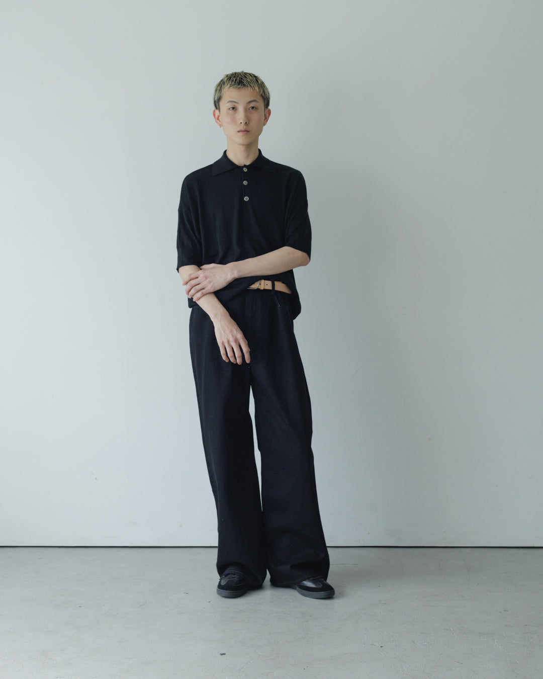 【house of naked】SILKxCASHMERE  80POLO SS, BLACK