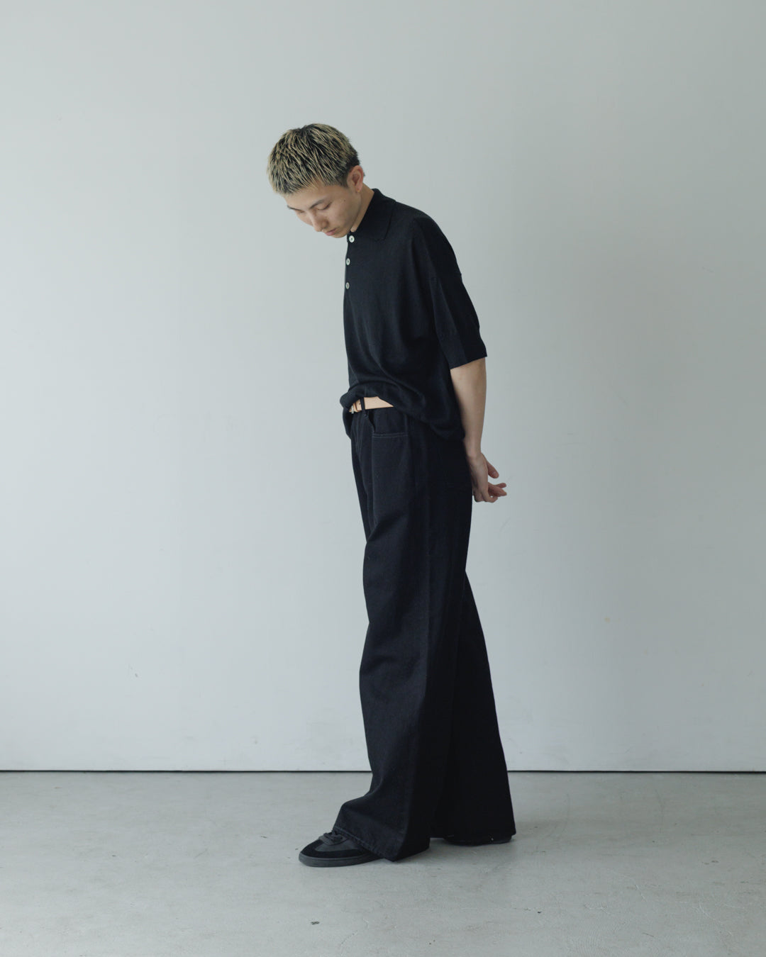 【house of naked】SILKxCASHMERE  80POLO SS, BLACK