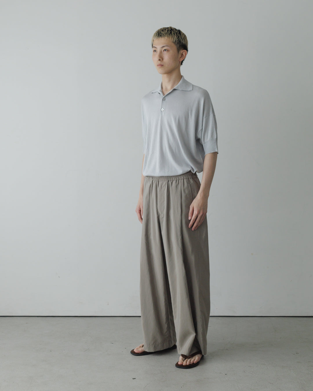 【house of naked】SILKxCASHMERE  80POLO SS, LIGHT GRAY