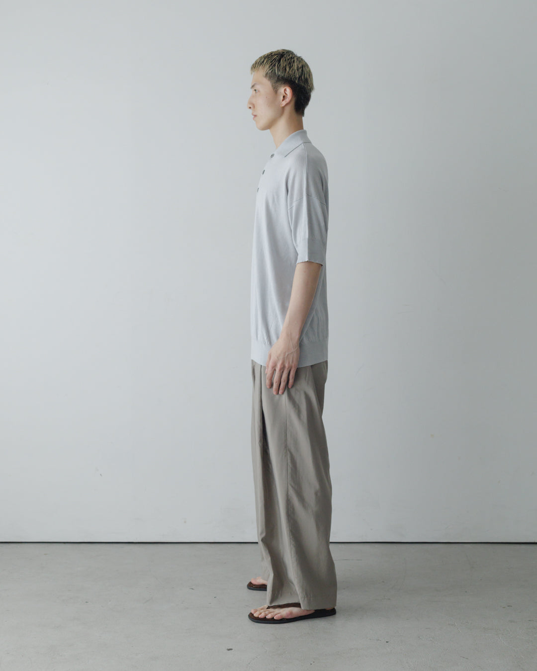 【house of naked】SILKxCASHMERE  80POLO SS, LIGHT GRAY