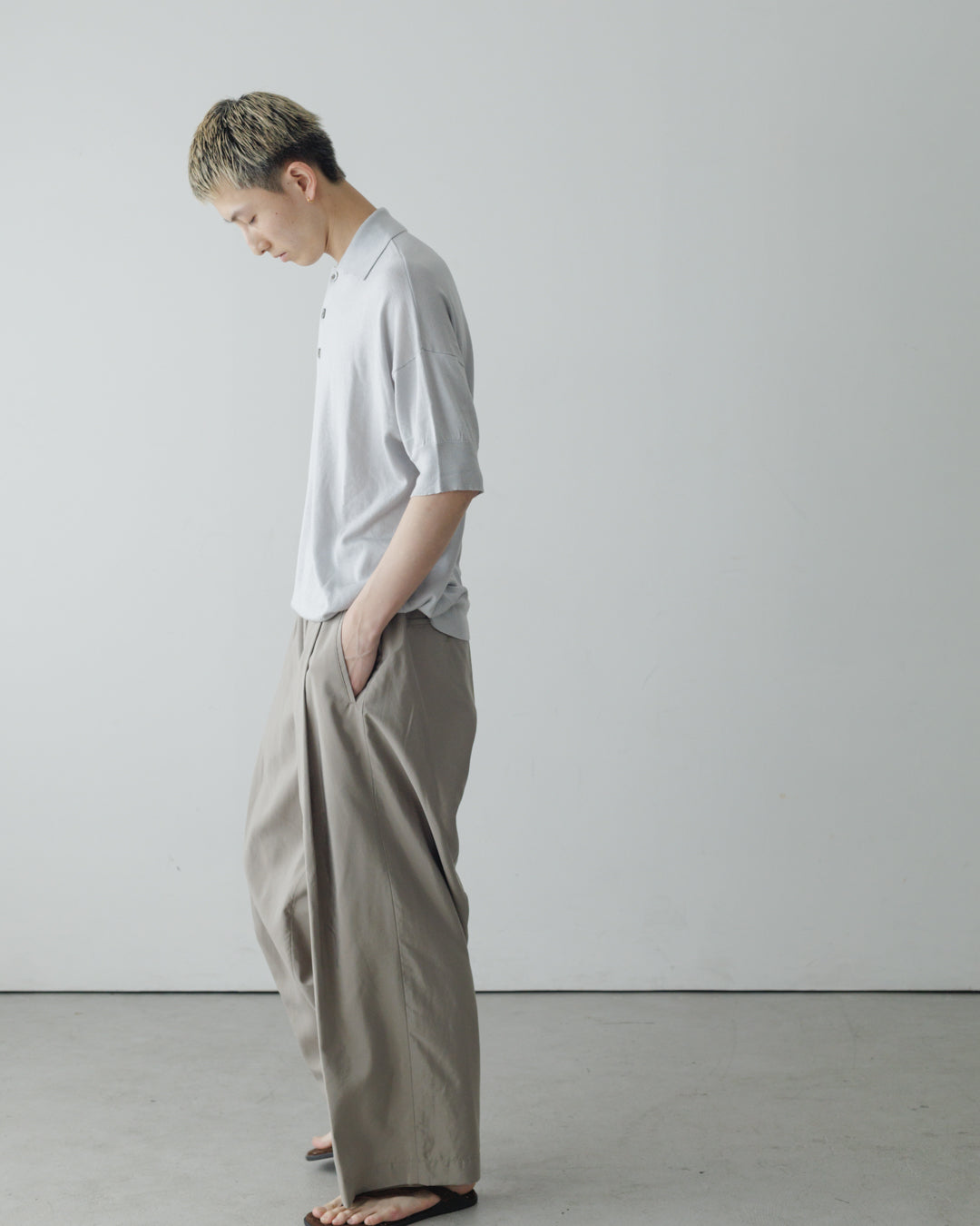 【house of naked】SILKxCASHMERE  80POLO SS, LIGHT GRAY