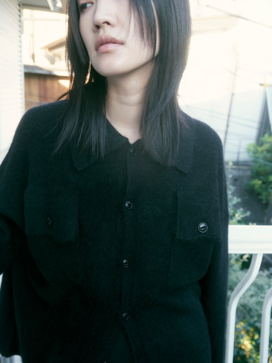 【nakedgauge】FOX KNITTING SHIRTS, BLACK