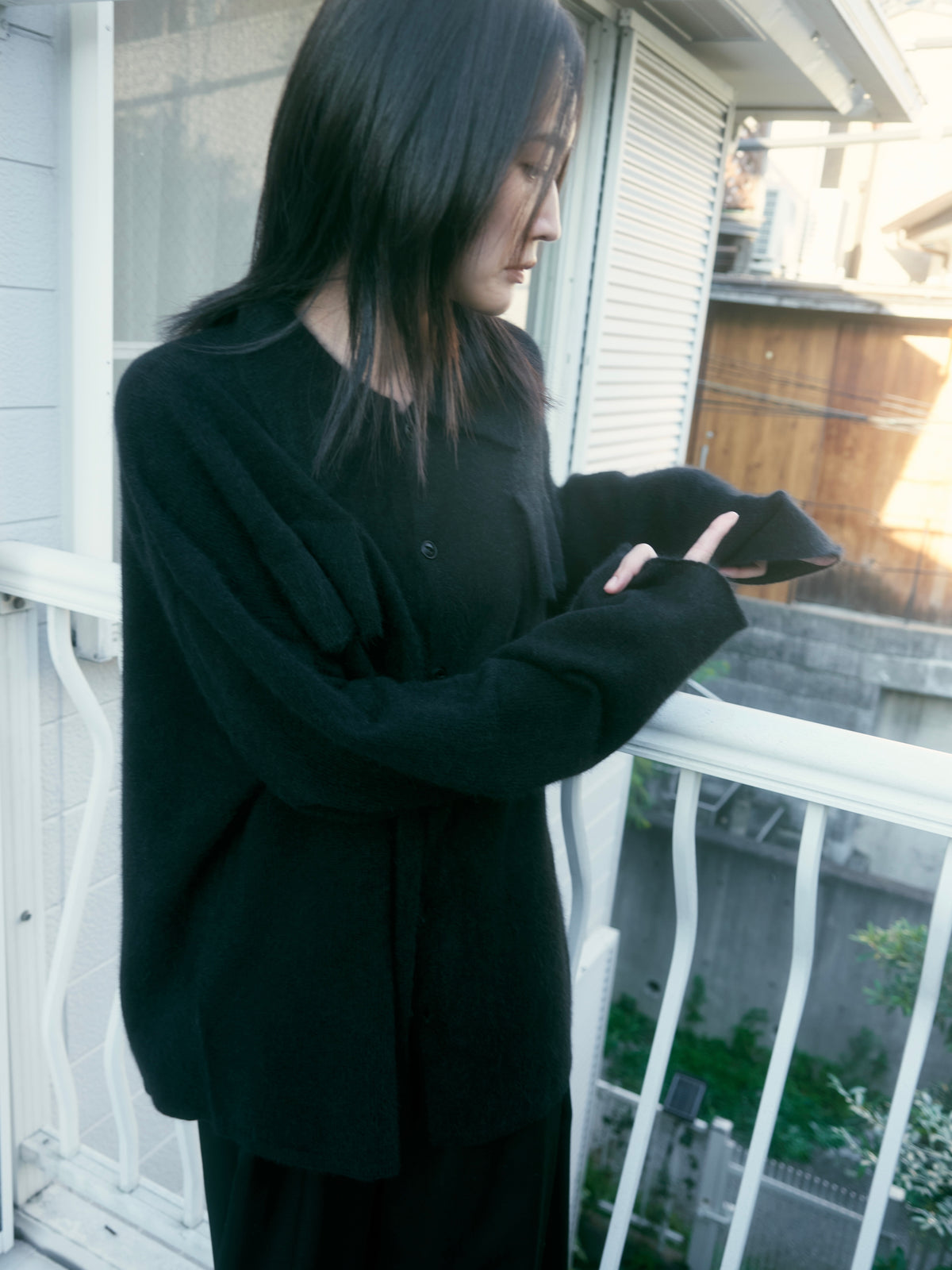 【nakedgauge】FOX KNITTING SHIRTS, BLACK