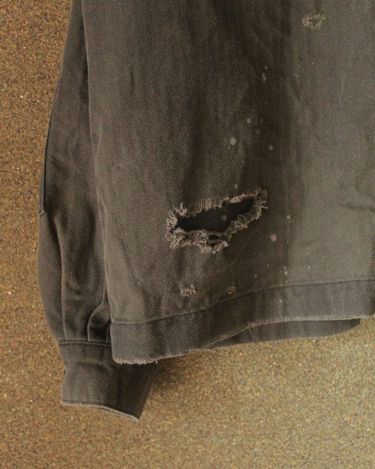 【ANACHRONORM】 REMAKED HERRINGBONE MILITARY SHIRTS JACKET, BLACK