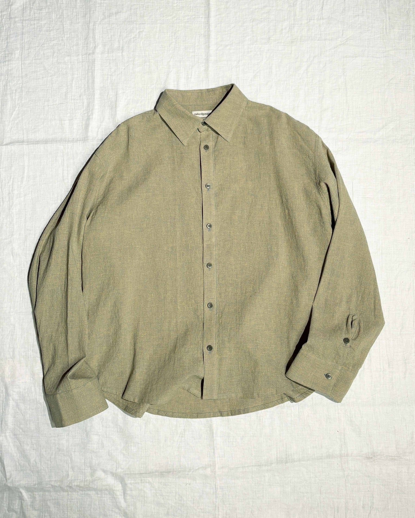 錆染 LINEN COTTON RANDAM COLOR HOUNDSTOOTH SHIRT LS, 錆/YLW x B.GRAY