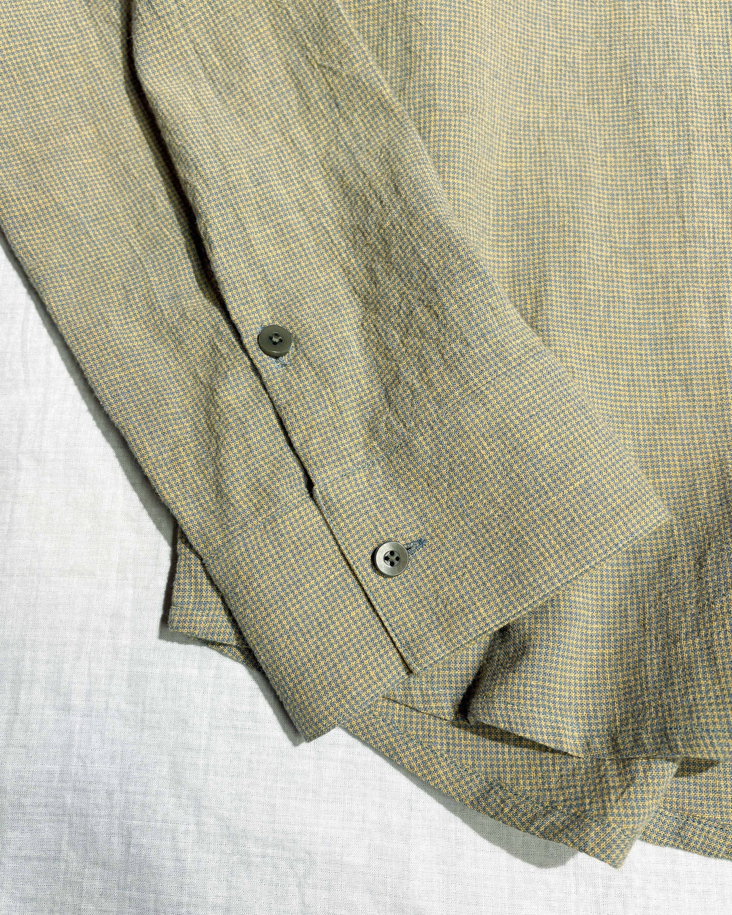 錆染 LINEN COTTON RANDAM COLOR HOUNDSTOOTH SHIRT LS, 錆/YLW x B.GRAY