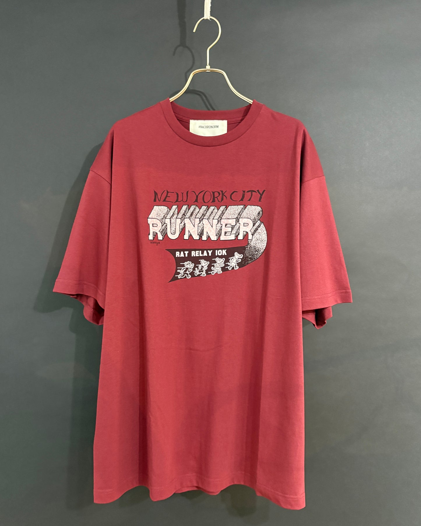 【ANACHRONORM】NYC RUNNING S/S T-S, BURGUNDY