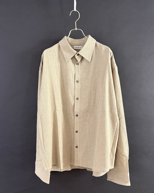 【nakedgauge】LINEN COTTON RANDAM COLOR HOUNDSTOOTH SHIRT LS, YLW x B.GRAY