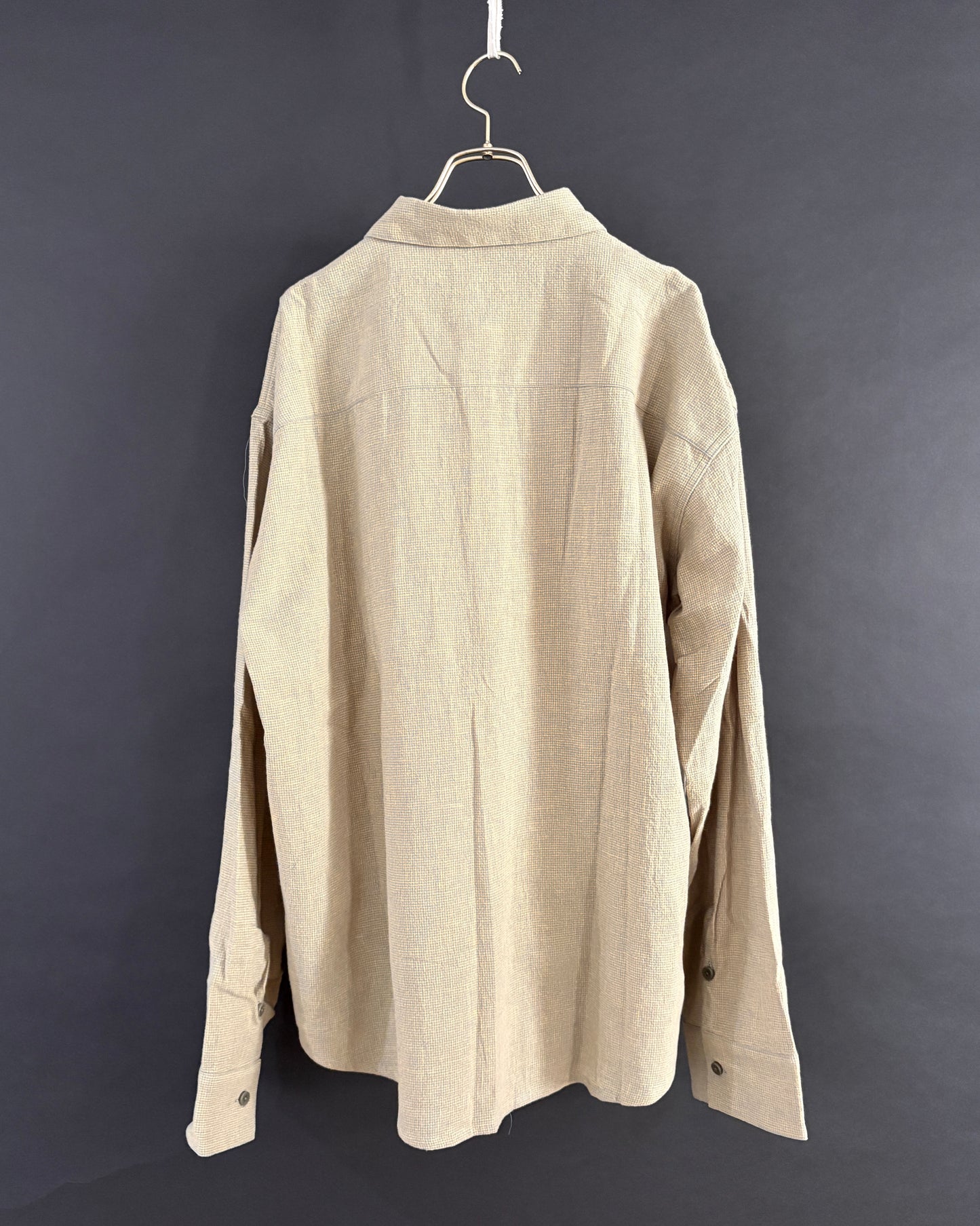 【nakedgauge】LINEN COTTON RANDAM COLOR HOUNDSTOOTH SHIRT LS, YLW x B.GRAY