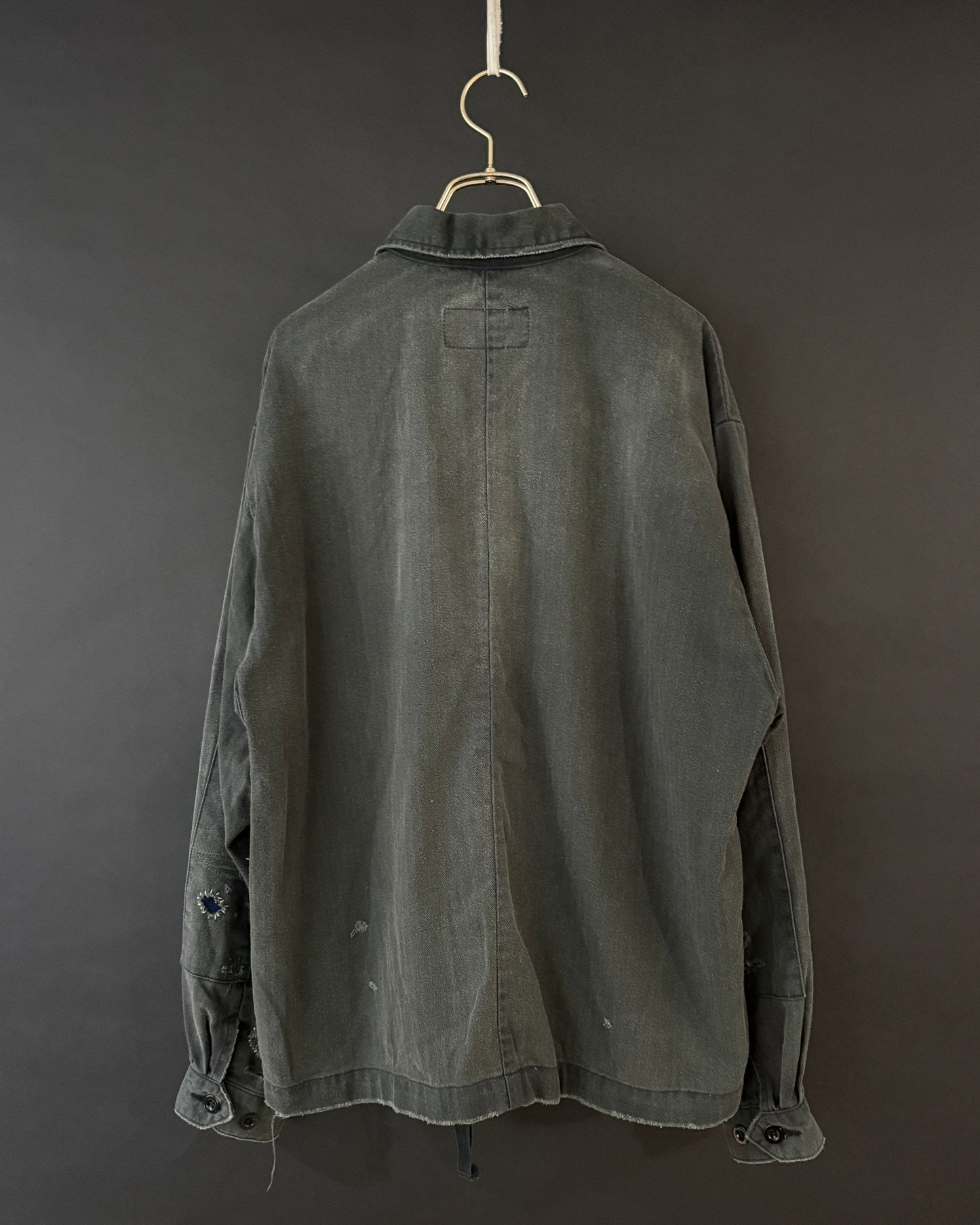 【ANACHRONORM】 REMAKED HERRINGBONE MILITARY SHIRTS JACKET, BLACK
