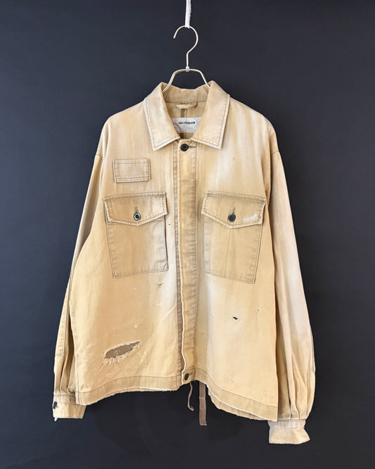 【ANACHRONORM】 REMAKED HERRINGBONE MILITARY SHIRTS JACKET, KHAKI