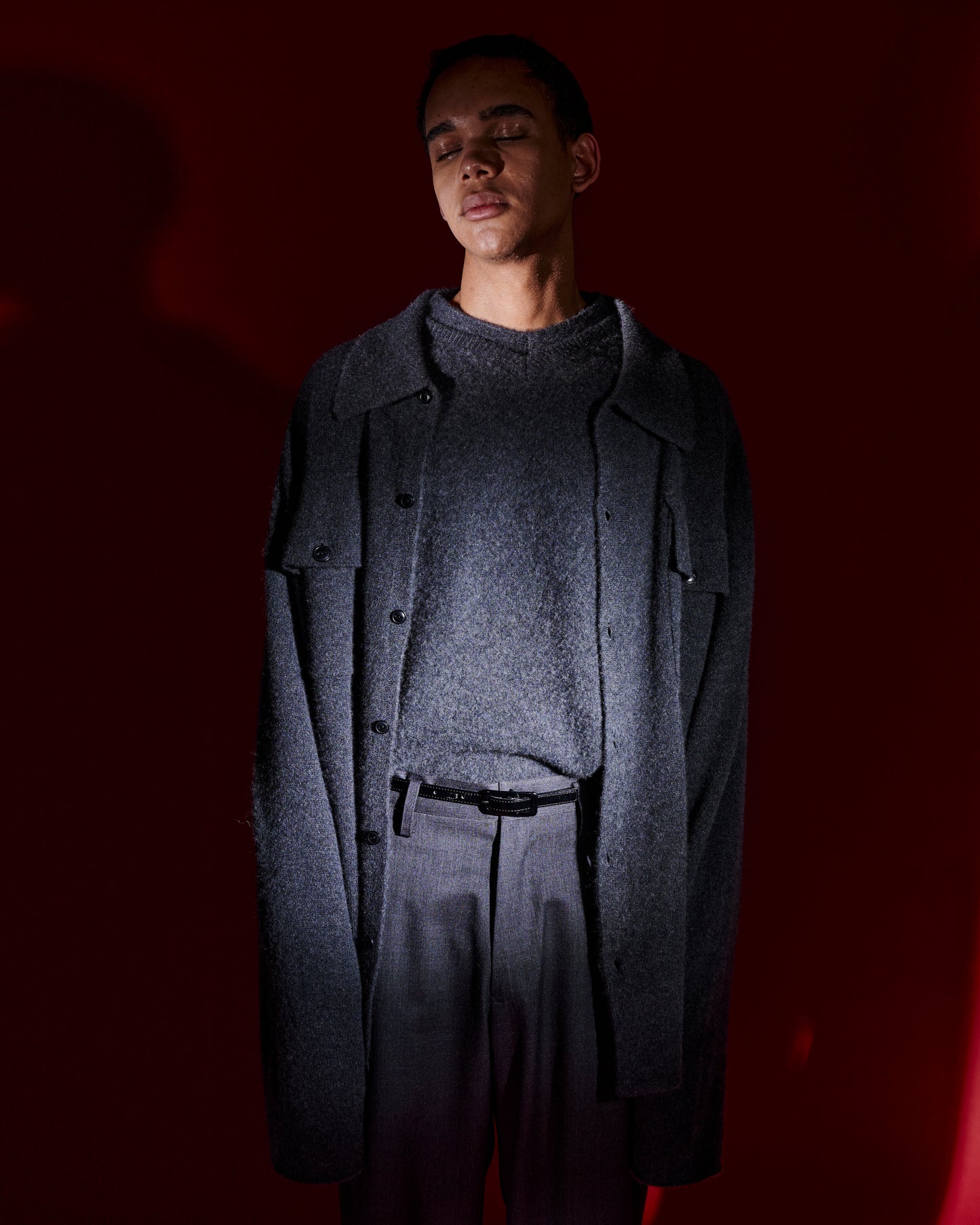 【nakedgauge】WOOL GABARDINE ASHLEY SLACKS, CHARCOAL GRAY