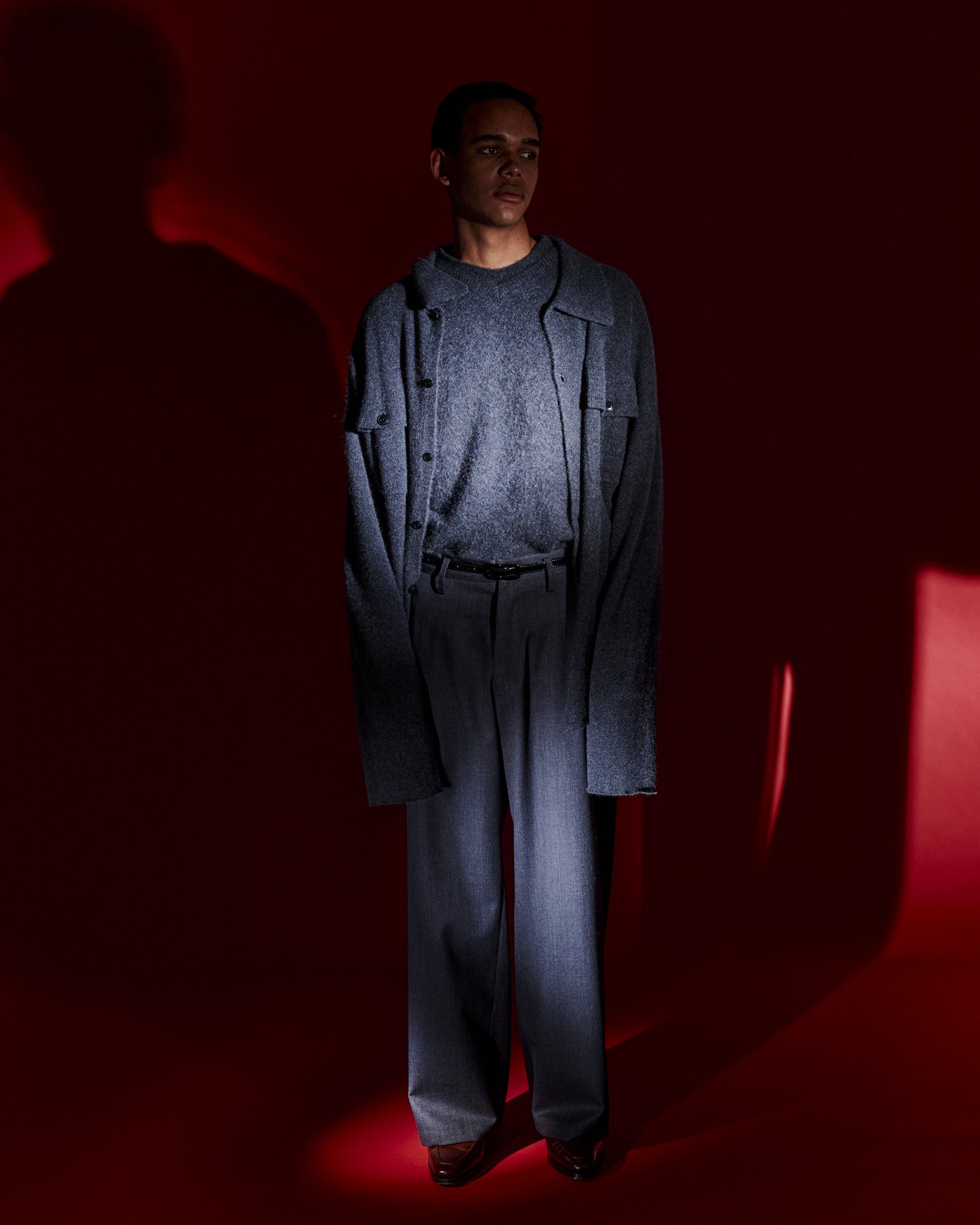 【nakedgauge】WOOL GABARDINE ASHLEY SLACKS, CHARCOAL GRAY